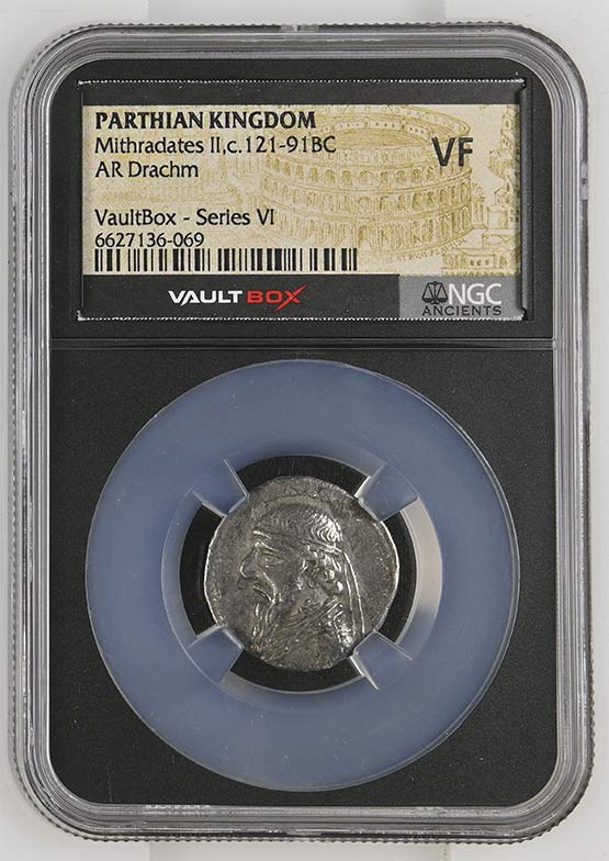 Parthian Kingdom c.121-91BC Mithradates II Silver Drachm NGC VF - Series VI Front