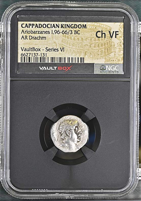 Greek Capadocian 96-66/3 BC Ariobarzanes Silver Drachm NGC Ch VF - Series VI Front