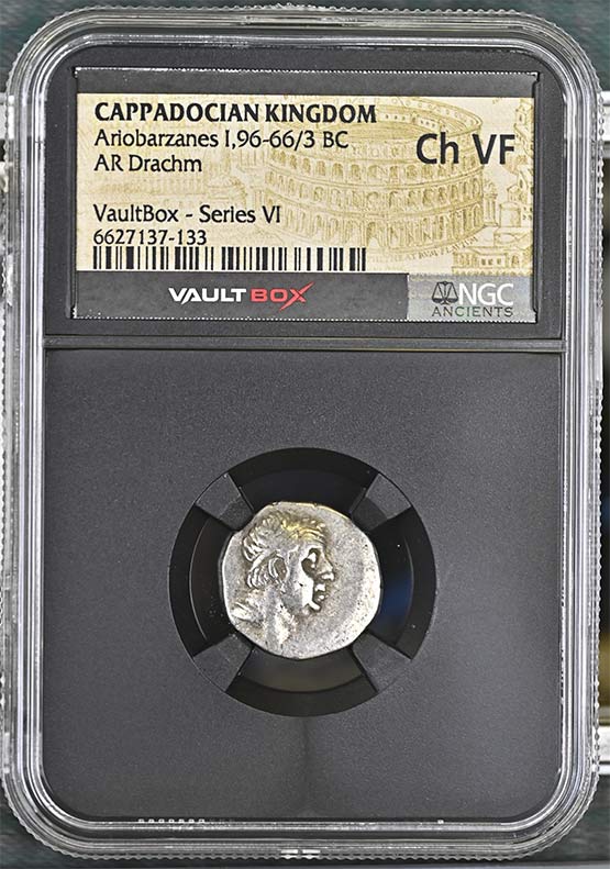 Greek Capadocian 96-66/3 BC Ariobarzanes Silver Drachm NGC Ch VF - Series VI Front