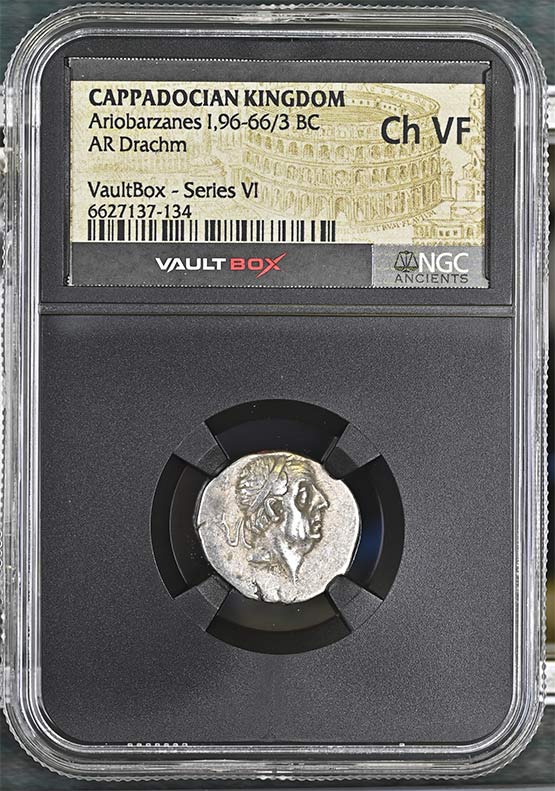 Greek Capadocian 96-66/3 BC Ariobarzanes Silver Drachm NGC Ch VF - Series VI Front