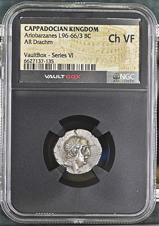Greek Capadocian 96-66/3 BC Ariobarzanes Silver Drachm NGC Ch VF - Series VI Front