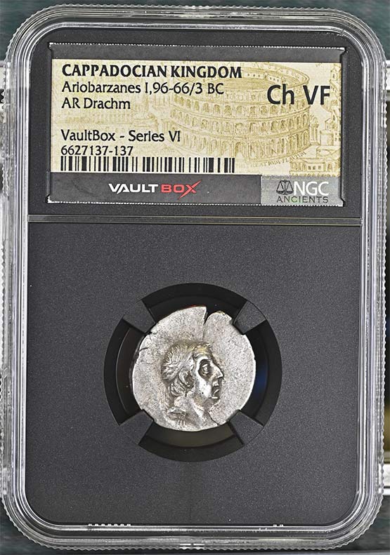 Greek Capadocian 96-66/3 BC Ariobarzanes Silver Drachm NGC Ch VF - Series VI Front