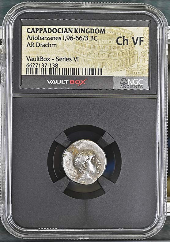 Greek Capadocian 96-66/3 BC Ariobarzanes Silver Drachm NGC Ch VF - Series VI Front