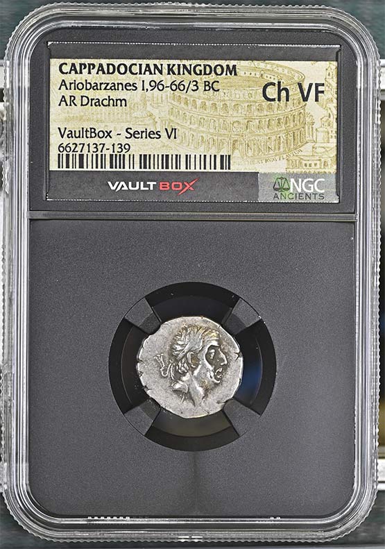 Greek Capadocian 96-66/3 BC Ariobarzanes Silver Drachm NGC Ch VF - Series VI Front