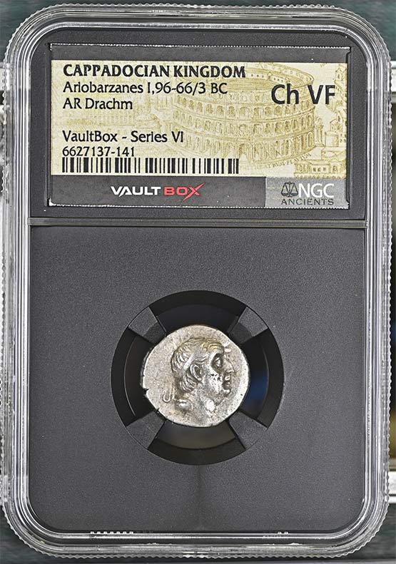 Greek Capadocian 96-66/3 BC Ariobarzanes Silver Drachm NGC Ch VF - Series VI Front