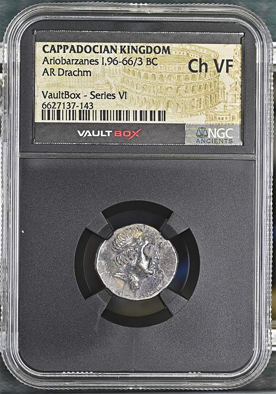 Greek Capadocian 96-66/3 BC Ariobarzanes Silver Drachm NGC Ch VF - Series VI Front