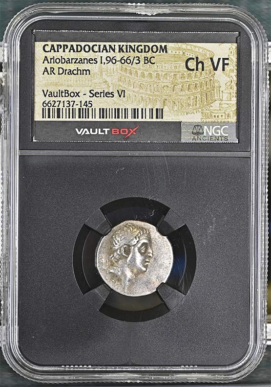 Greek Capadocian 96-66/3 BC Ariobarzanes Silver Drachm NGC Ch VF - Series VI Front