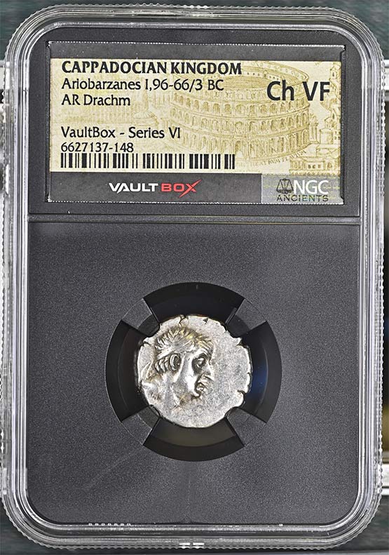 Greek Capadocian 96-66/3 BC Ariobarzanes Silver Drachm NGC Ch VF - Series VI Front