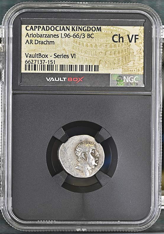Greek Capadocian 96-66/3 BC Ariobarzanes Silver Drachm NGC Ch VF - Series VI Front