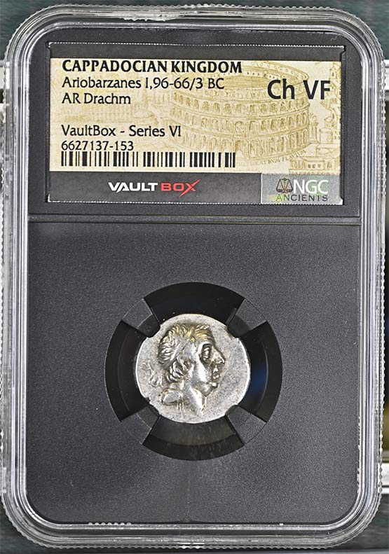 Greek Capadocian 96-66/3 BC Ariobarzanes Silver Drachm NGC Ch VF - Series VI Front