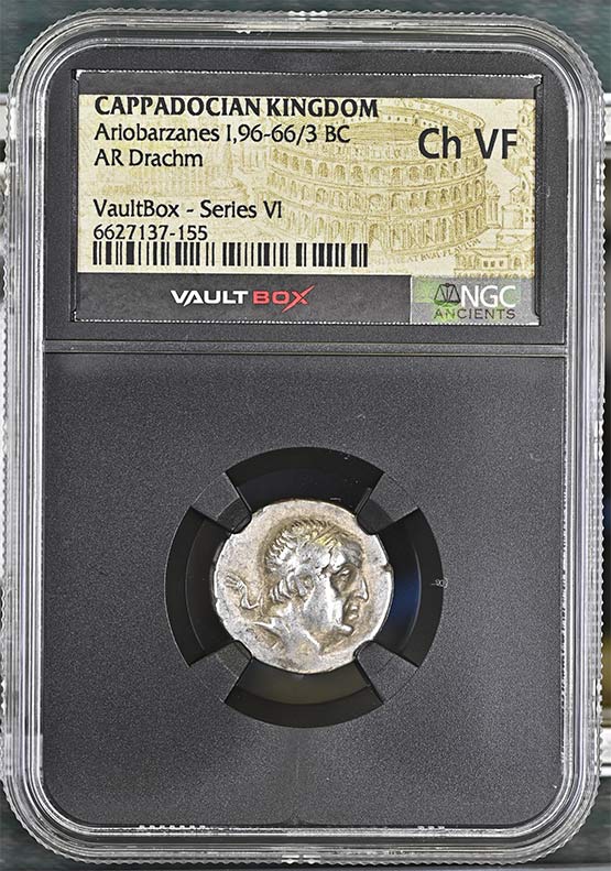 Greek Capadocian 96-66/3 BC Ariobarzanes Silver Drachm NGC Ch VF - Series VI Front
