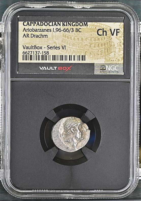 Greek Capadocian 96-66/3 BC Ariobarzanes Silver Drachm NGC Ch VF - Series VI Front