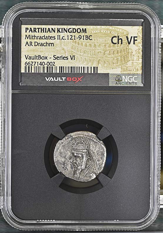 Parthian Kingdom c.121-91BC Ariobarzanes Silver Drachm NGC Ch VF - Series VI Front