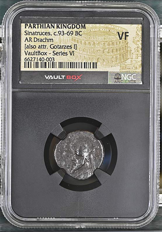 Parthian Kingdom c.93-69 BC Sinatruces Silver Drachm NGC VF - Series VI Front