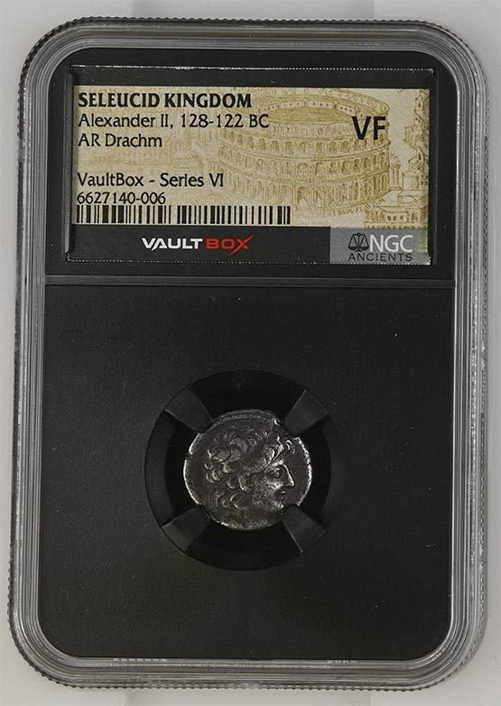 Greek Seleucid Kingdom 128-122 BC Alexander II Zabinas Silver Drachm NGC VF - Series VI Front