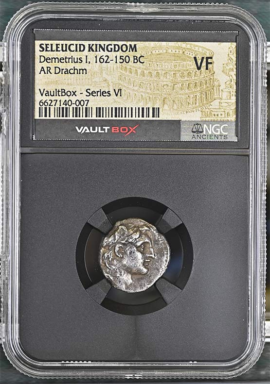 Greek Seleucid Kingdom 162-150 BC Demetrius I Silver Drachm NGC VF - Series VI Front