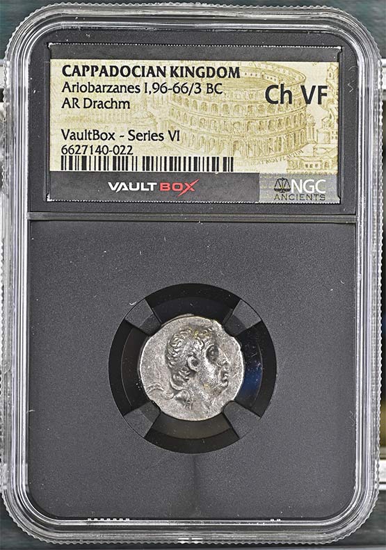 Greek Capadocian 96-66/3 BC Ariobarzanes I Silver Drachm NGC Ch VF - Series VI Front