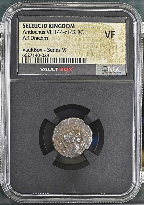 Greek Seleucid Kingdom 144-c142 BC Antiochus VI Dionysus Silver Drachm NGC VF - Series VI Front