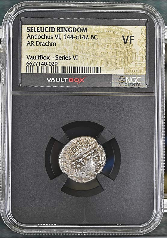 Greek Seleucid Kingdom 144-c142 BC Antiochus VI Dionysus Silver Drachm NGC VF - Series VI Front