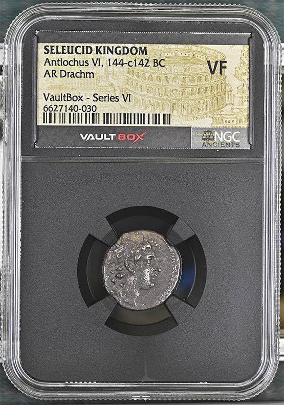 Greek Seleucid Kingdom 144-c142 BC Antiochus VI Dionysus Silver Drachm NGC VF - Series VI Front