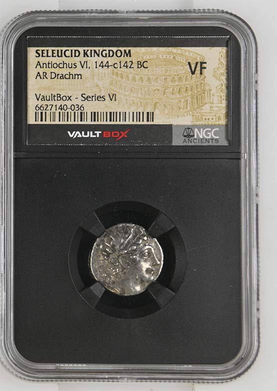 Greek Seleucid Kingdom 144-c142 BC Antiochus VI Dionysus Silver Drachm NGC VF - Series VI Front