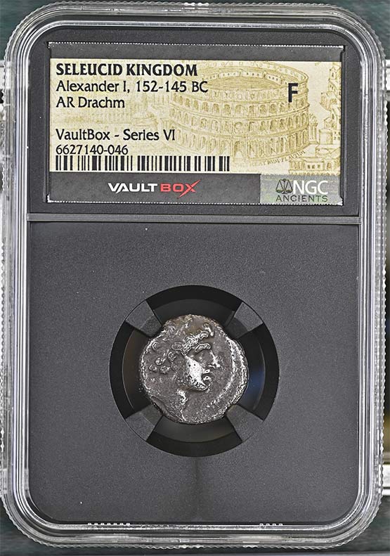 Greek Seleucid Kingdom 152-145 BC Alexander I Balas Silver Drachm NGC Fine - Series VI Front