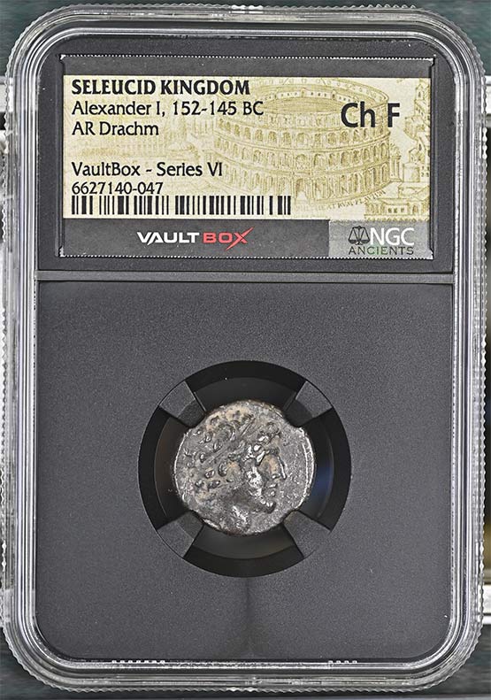 Greek Seleucid Kingdom 152-145 BC Alexander I Balas Silver Drachm NGC Ch Fine - Series VI Front