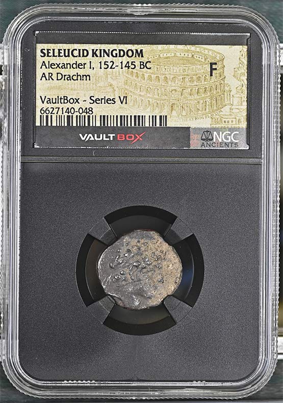 Greek Seleucid Kingdom 152-145 BC Alexander I Balas Silver Drachm NGC Fine - Series VI Front