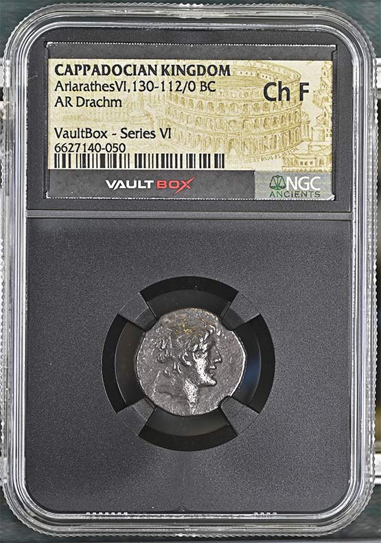 Greek Capadocian 130-112/0 BC Ariarathes VI Epiphanes Silver Drachm NGC Ch Fine - Series VI Front