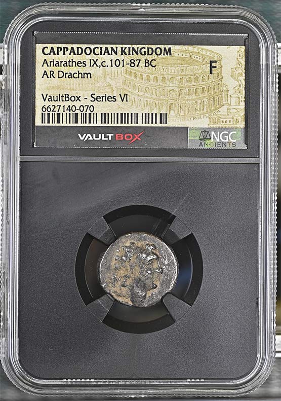 Greek Capadocian c.101-87 BC Ariarathes IX Silver Drachm NGC Fine - Series VI Front