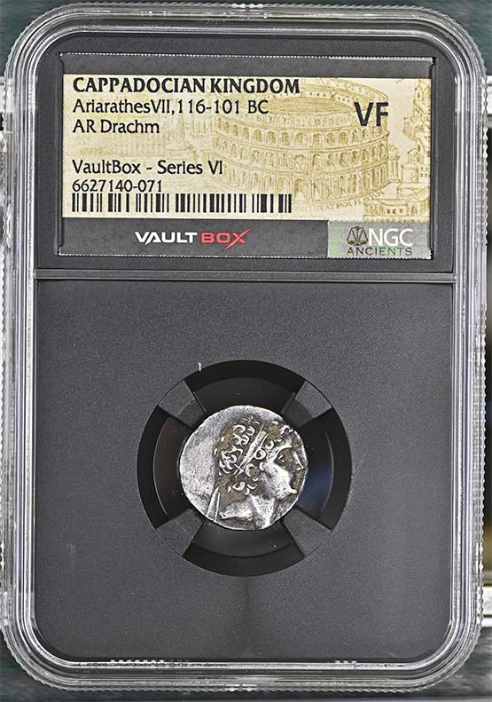 Greek Capadocian 116-101 BC Ariarathes VII Silver Drachm NGC VF - Series VI Front