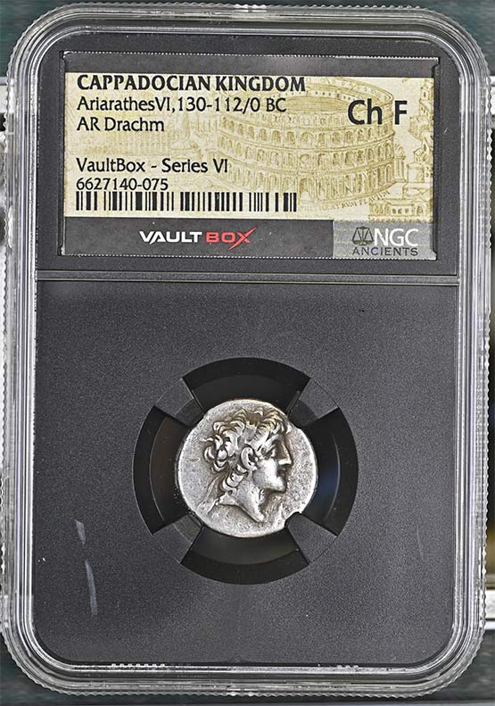 Greek Capadocian 130-112/0 BC Ariarathes VI Epiphanes Silver Drachm NGC Ch Fine - Series VI Front