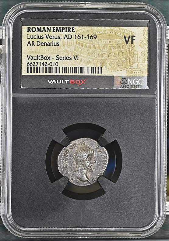 Roman Empire AD 161-169 Lucius Verus Silver Denarius NGC VF - Series VI Front