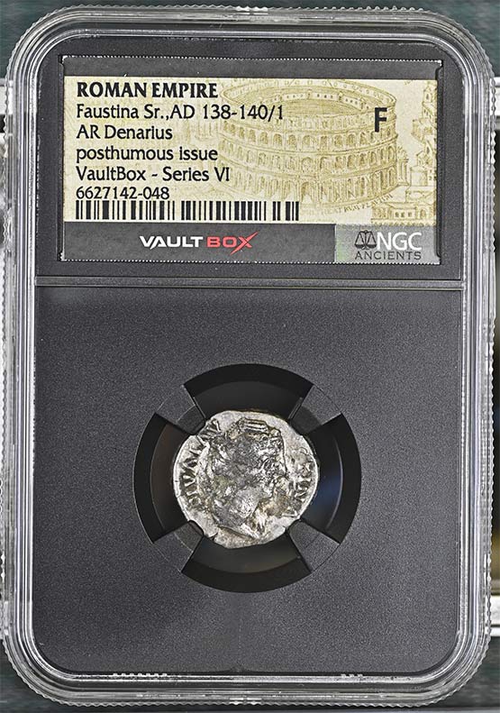 Roman Empire AD 138-140/1 Faustina Sr. Silver Denarius NGC Fine - Series VI Front