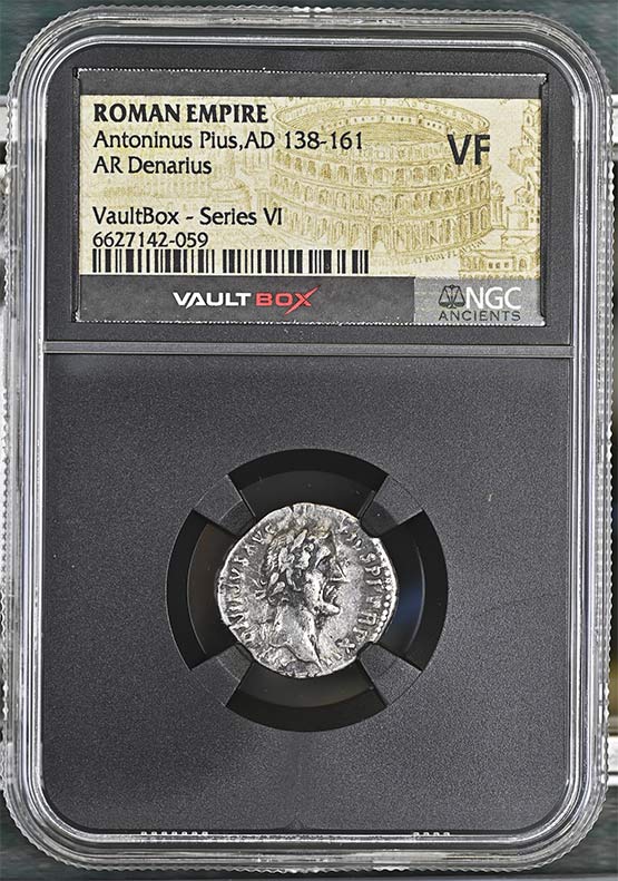 Roman Empire AD 138-161 Antoninus Pius Silver Denarius NGC VF - Series VI Front
