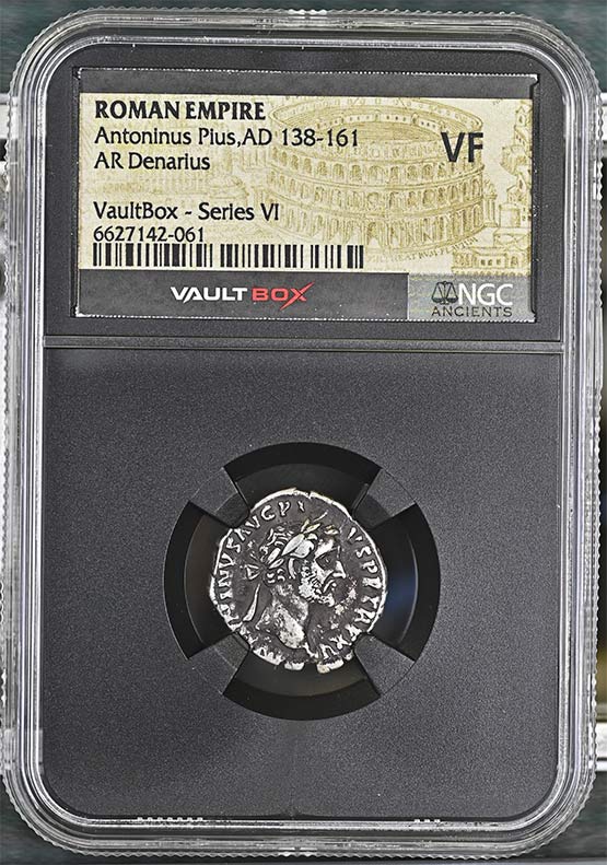 Roman Empire AD 138-161 Antoninus Pius Silver Denarius NGC VF - Series VI Front