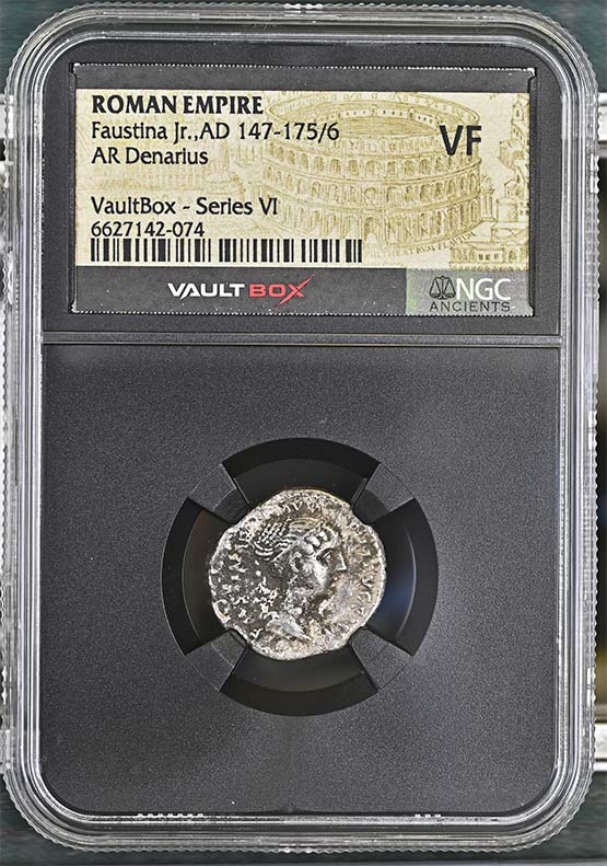 Roman Empire AD 147-175/6 Faustina Jr. Silver Denarius NGC VF - Series VI Front