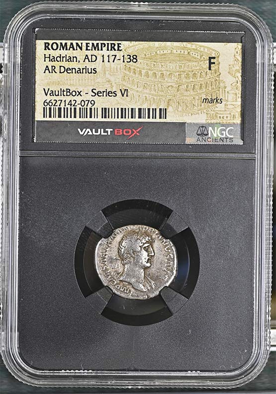 Roman Empire AD 117-138 Hadrian Silver Denarius NGC Fine - Series VI Front