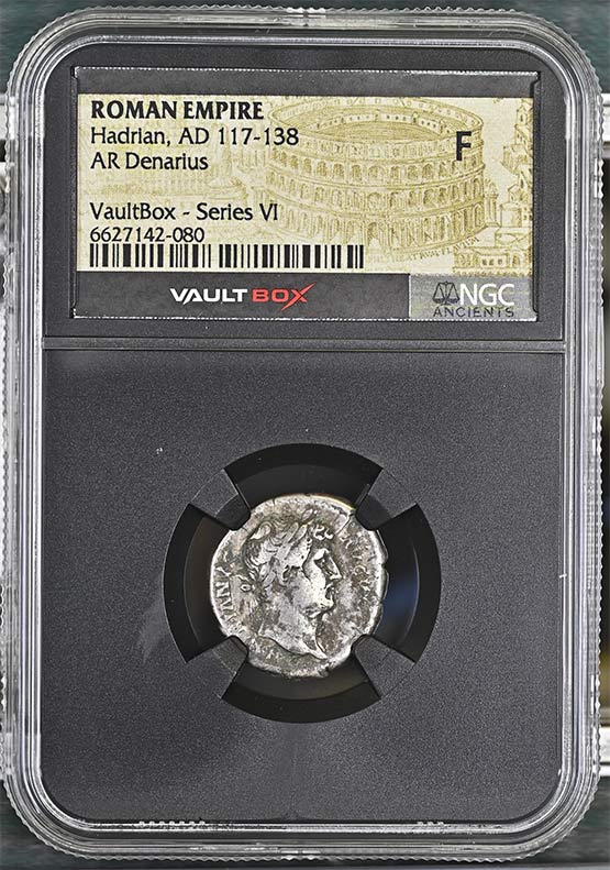 Roman Empire AD 117-138 Hadrian Silver Denarius NGC Fine - Series VI Front