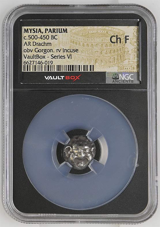 Greek c.500-450 BC Mysia (Gorgon) Silver Drachm NGC Ch Fine - Series VI Front