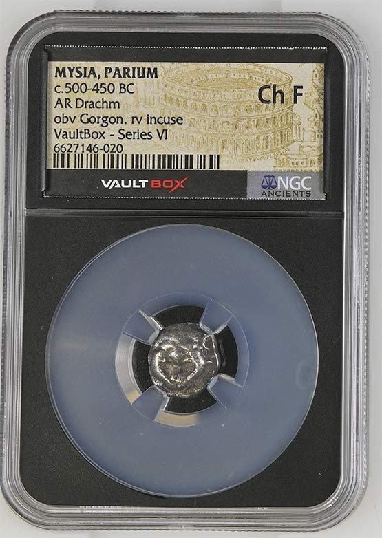 Greek c.500-450 BC Mysia (Gorgon) Silver Drachm NGC Ch Fine - Series VI Front