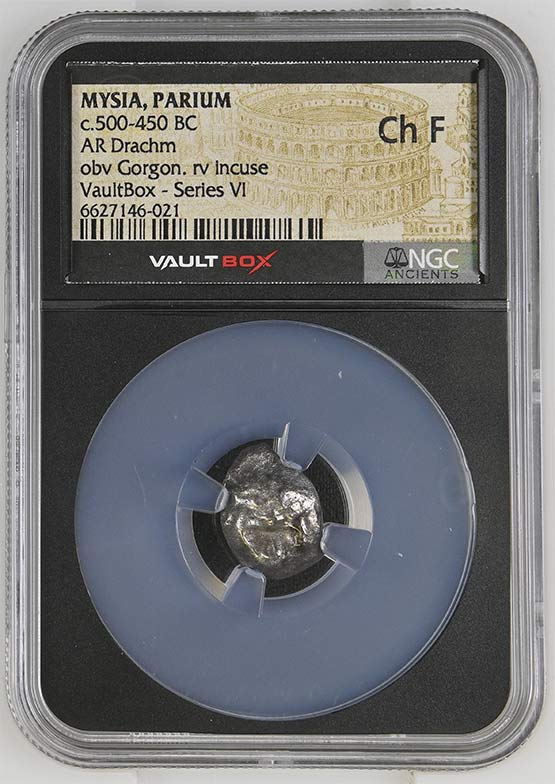 Greek c.500-450 BC Mysia (Gorgon) Silver Drachm NGC Ch Fine - Series VI Front