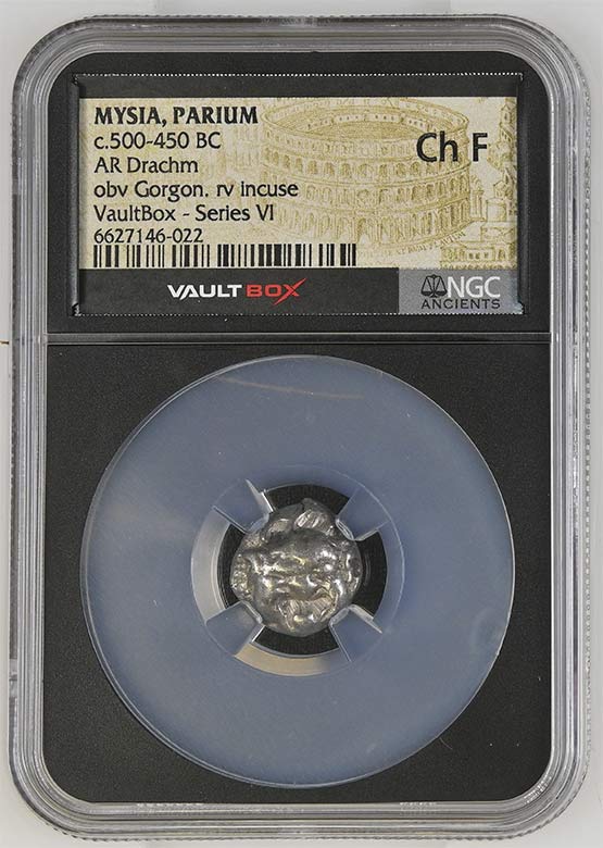 Greek c.500-450 BC Mysia (Gorgon) Silver Drachm NGC Ch Fine - Series VI Front
