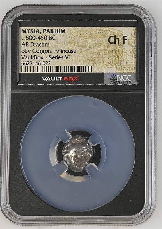 Greek c.500-450 BC Mysia (Gorgon) Silver Drachm NGC Ch Fine - Series VI Front
