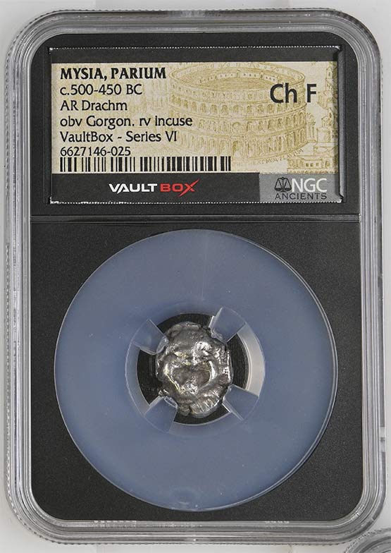 Greek c.500-450 BC Mysia (Gorgon) Silver Drachm NGC Ch Fine - Series VI Front