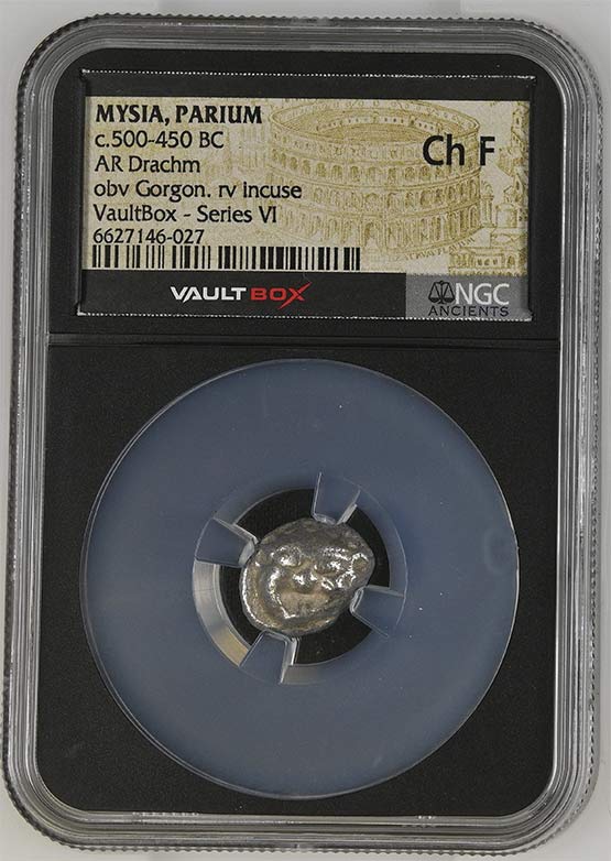 Greek c.500-450 BC Mysia (Gorgon) Silver Drachm NGC Ch Fine - Series VI Front