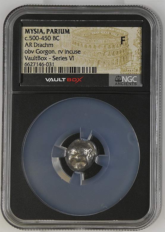 Greek c.500-450 BC Mysia (Gorgon) Silver Drachm NGC Fine - Series VI Front