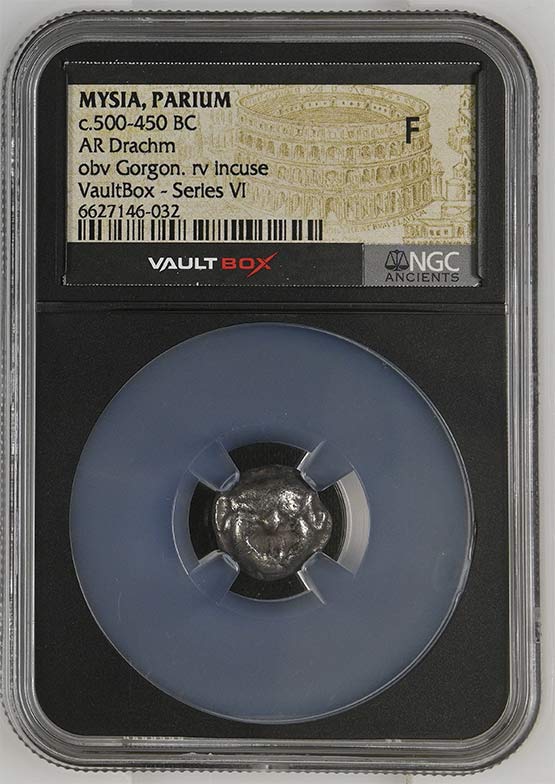Greek c.500-450 BC Mysia (Gorgon) Silver Drachm NGC Fine - Series VI Front