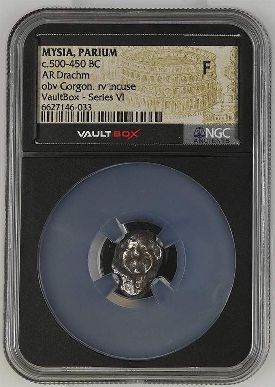 Greek c.500-450 BC Mysia (Gorgon) Silver Drachm NGC Fine - Series VI Front
