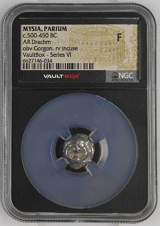 Greek c.500-450 BC Mysia (Gorgon) Silver Drachm NGC Fine - Series VI Front